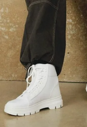 DR. MARTENS Combs Platform Boots in White Ajax+Extra Tough Poly Lace Up Boots 8 thumbnail 1