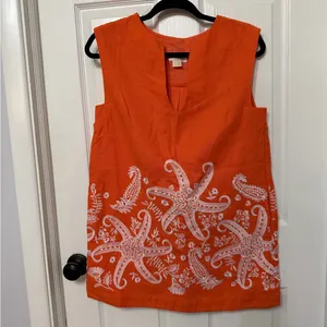 MAEVE Anthropologie linen blend tunic dress embroidered starfish paisley 6P‎ thumbnail 2