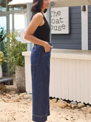 MAYE Goldie Wide Leg Crop Jeans Sz XL Indigo Blue NEW thumbnail 2