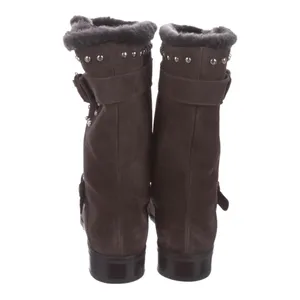 Stuart Weitzman Suede Studded Accent Moto Boots Mid Calf Size 7 Pre-Loved thumbnail 6