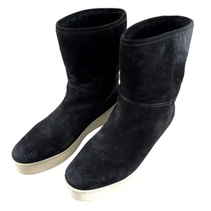 Via Spiga Elona Suede‎ & Fur Platform Boots Women Black Minimalist Mid Calf 8 thumbnail 1