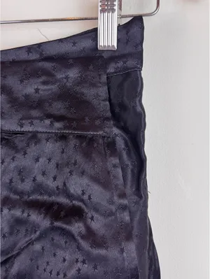 Free People Starstruck Black Satin Jacquard Star Ruffle Wrap Mini Skirt NWT 0 thumbnail 6