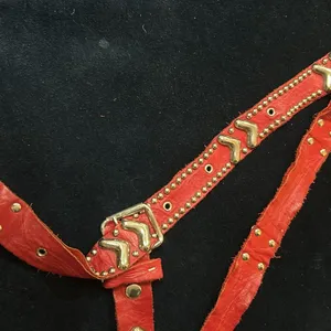 Non-Signe 1960s‎ Vintage Heavy Belt SOFT Leather RED/Silver Studded/FAT CHEVRON thumbnail 6