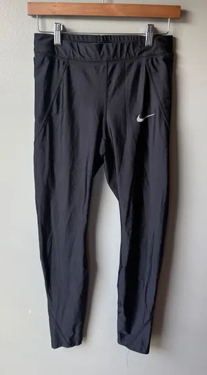 Nike Women’s Black Dri-FIT Running Athletic Leggings Medium thumbnail 1