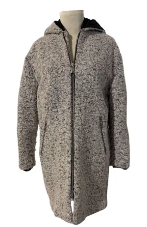 TOPSHOP Abigail Gray Boucle Hooded Wool Blend Coat Size‎ 6 Classic Warm Winter thumbnail 1