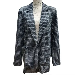 Sanctuary NWT Checked Johnnie Oversized Blazer Coat Sportcoat‎ in Black Large thumbnail 4