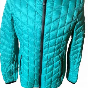 Turquoise Quilted Hooded Puffer Jacket Zip Front Lightweight Casual Outerwear‎ thumbnail 1
