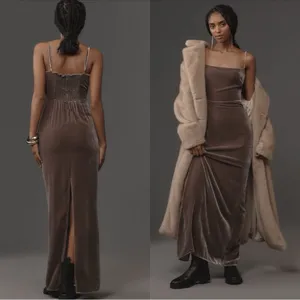 NWT REFORMATION Frankie Velvet Maxi Gown Dark Gray Dress Sz 8 thumbnail 6