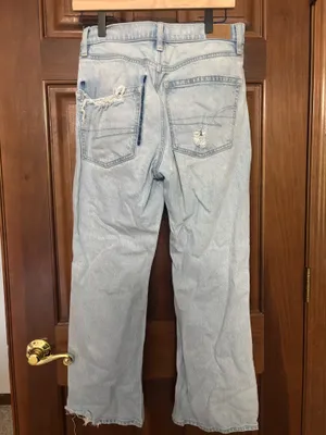 Light Wash Distressed 90s Flare Jeans Size 4 Short thumbnail 2