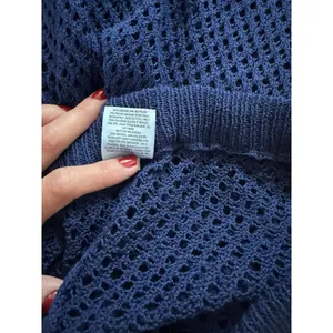 Shade & Shore Women’s XS Navy Blue Crochet Wide Leg Swim Cover Up Pants thumbnail 7