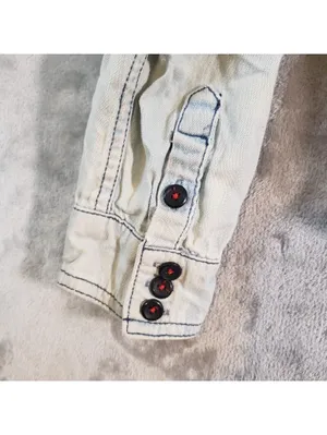 Free People XS Blue Denim Western Paisley Button-Up Shirt Pockets thumbnail 8