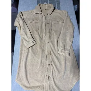 Mystree Tan Longline Shacket Button‎ Down Shirt Jacket Womens Medium thumbnail 2