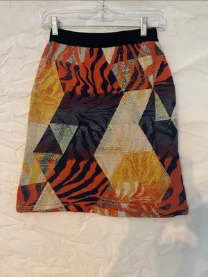 Aldo Martins Boho Geometric & Zebra Print Fall Mini Skirt in Orange thumbnail 6