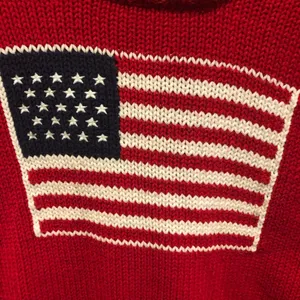 Vintage David brooks red American flag knitted sweater - large thumbnail 3