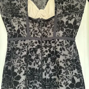 LULU’S Cor-Set to Go Black Burnout Velvet Print Dress X-Small thumbnail 9
