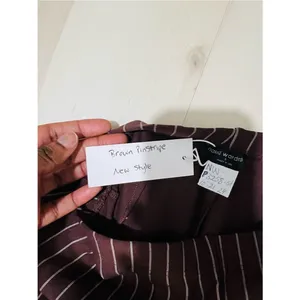 Naked Wardrobe New Women Small Brown White Pinstripe High Waist Bootcut Pants thumbnail 8