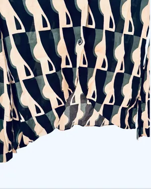 Zara Semi Sheer Geometric Blouse Shirt Black Green Cream S Business Funky thumbnail 4