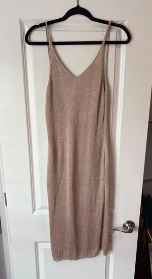 Sheer knit dress Tan Size L thumbnail 1