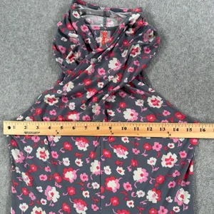Free People Floral Halter Dress Women's Medium Sleeveless Swing Gray Pink Red thumbnail 3
