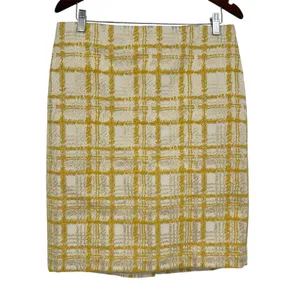Talbots Womens Tweed Pencil Skirt Yellow White Knee Length Business Casual Sz 10 thumbnail 2