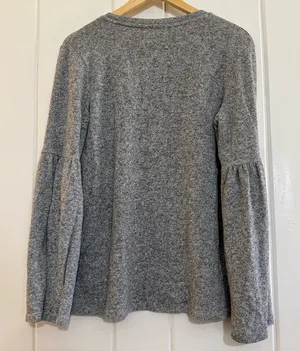 Zara Heather Gray Long Sleeve Top soft fuzzy fabric size M thumbnail 1