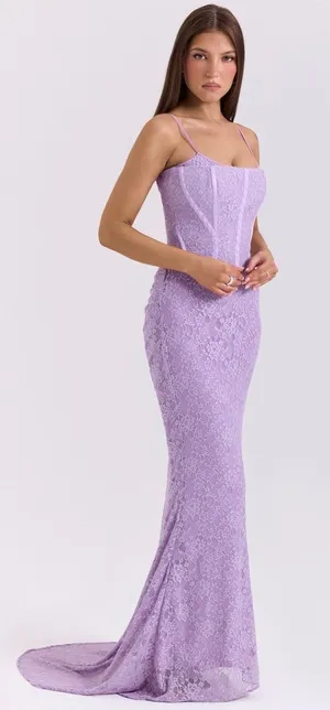 House of CB Antonina Orchid Lace Corset Maxi Dress Purple Size M Regular Cup A-C thumbnail 1