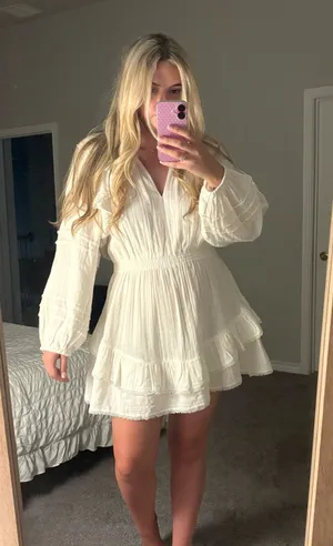 Boutique White Ruffle Dress thumbnail 1