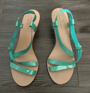 kate spade turquoise patent leather strappy sandals thumbnail 1