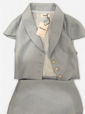 NWT Showpo Blue Tweed Two Piece Skirt Set thumbnail 4