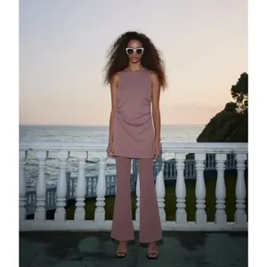 Zara ribbed high waist wide leg‎ pants thumbnail 3