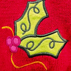 Vtg holiday Faire‎ pink Christmas Vest Women M L Holly Candy Cane Applique chic thumbnail 3
