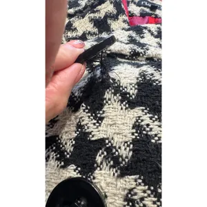 rue21 Womens Houndstooth Double Breasted Pea Coat Black White Wool Blend XL‎ thumbnail 8