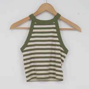 American Eagle Tank Top Womens S Striped Green Ribbed Knit Cropped Excellent thumbnail 2