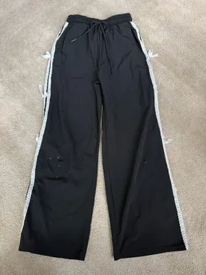 Free Haven Black Wide Leg Lace Trim Pants Size M thumbnail 2