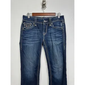 Rock Revival Debbie Bootcut Jeans Dark Wash Embroidered‎ Flap Pocket Size 30 thumbnail 3