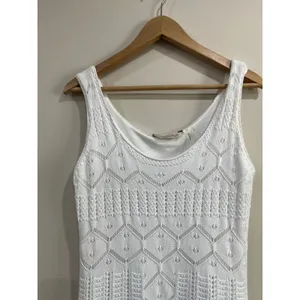 Soft Surroundings White Coastal‎ Crochet Knit Sleeveless Midi Dress Medium thumbnail 3