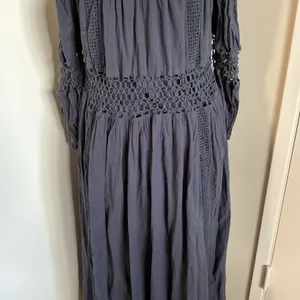 ASOS EDITION Charcoal Gray Crochet Trim Drop Waist Maxi Dress 4 Cotton Boho thumbnail 10