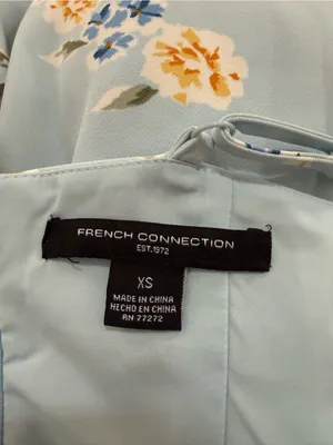 French Connection Light Blue Floral High Neck Dress thumbnail 2