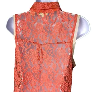 Y2K Miss Me Boho‎ Rhinestone Lace Button up Blouse Cottagecore Rodeo Country L thumbnail 7