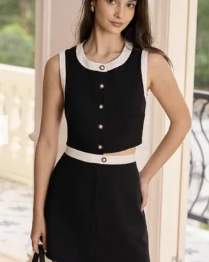 RIHOAS The Black Round Neck Colorblock Tank Top 3 thumbnail 5