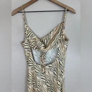 For Love & Lemons Joselyn Slip Midi Dress in Zebra Tiger Print size Small $135 thumbnail 12