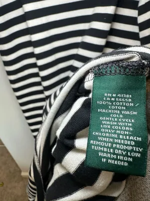 100% Cotton Ralph Lauren Women's Striped Asymmetrical Flounce Dress Blue White L thumbnail 3