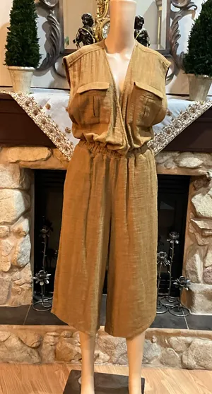 Free People utility sleeveless cropped leg jumpsuit thumbnail 1