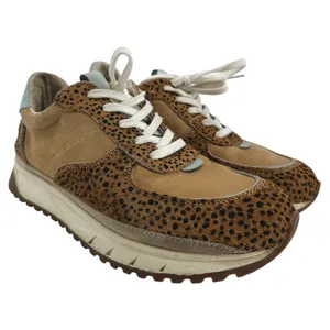 Madewell Kickoff Trainers Calf Hair Nubuck Leather Lace Up Spot Dot Tan W8 M6.5 thumbnail 2