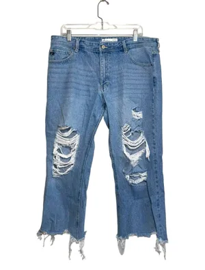 KanCan 100% Cotton Nonstretch Light Wash Ripped Straight Leg Jeans thumbnail 2