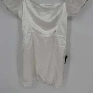 Lulus Precious Enchantment White Satin Floral Puff Sleeve Mini Dress‎ Size S thumbnail 7