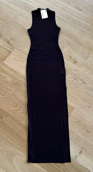 Peppermayo - Cool To Be Kind Mesh Dress in Chocolate Monogram in Dark Brown thumbnail 1