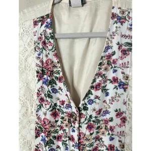 Vintage Patchwork Lace Vest M Cottagecore Boho Phoebe Grunge‎ Artsy Button USA thumbnail 4