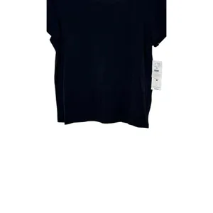 TanJay Women's Top‎ Embroidered Eyelet Crew Neck Short Sleeve Black Medium NWT thumbnail 4