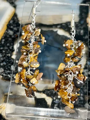 Nuggets of Golden Yellow Tiger Eye Earrings 2 1/2” thumbnail 8